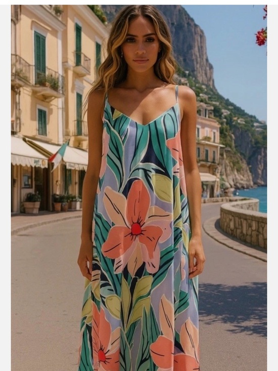 Nicole Miller Dresses & Skirts - Nicole Miller Floral Maxi Dress in Coral, Green & Blue